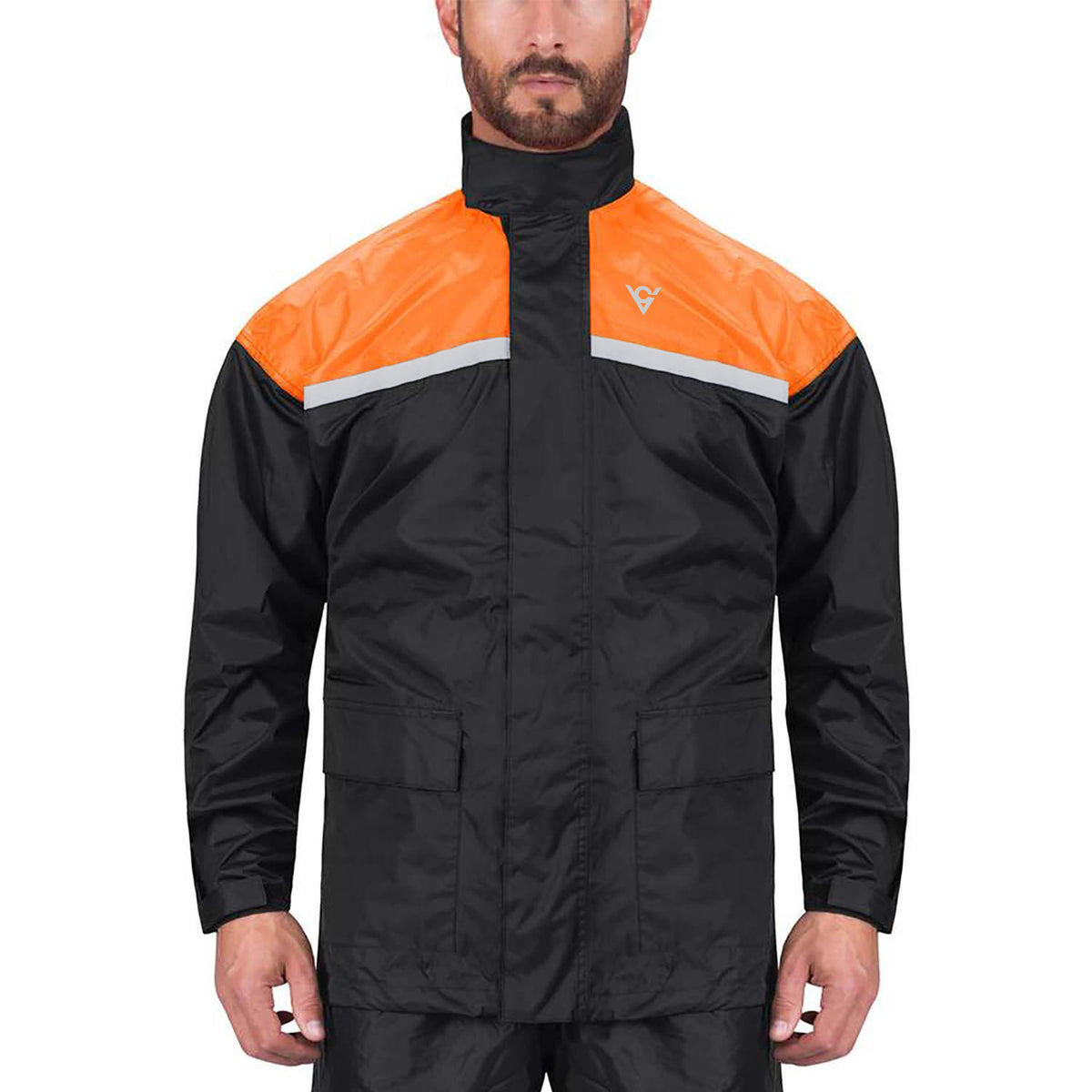 Viking Cycle Two Piece Orange Textile Motorcycle Rain Suit for Men