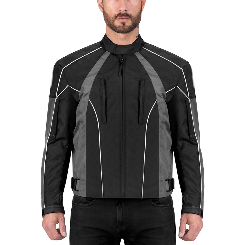 Men's Black Bremen Waterproof Fabric Back Motorcycle Jacket Size 50